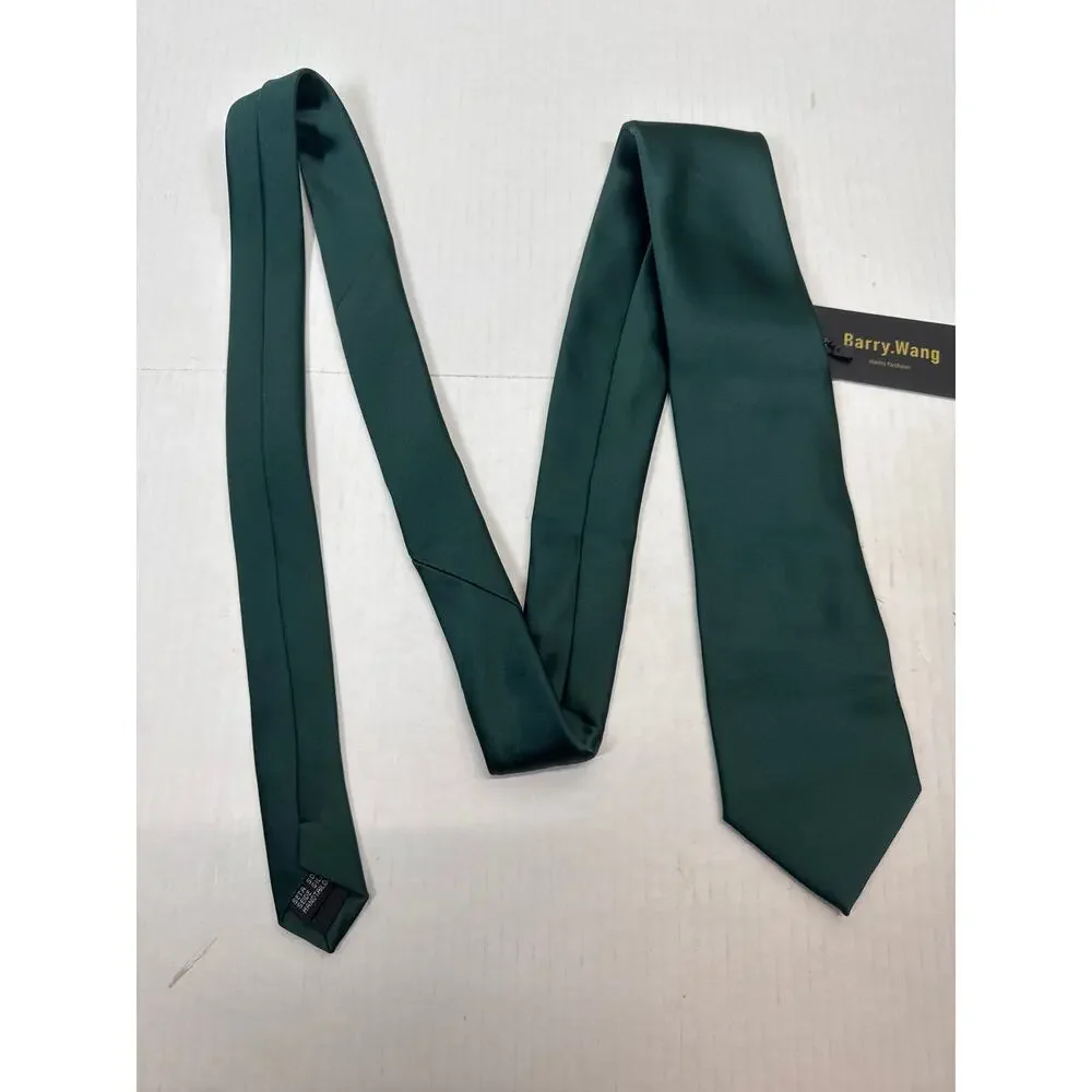 Barry.Wang Green Silk Tie Minimalist‎ Special Occasion Preppy Office NWT